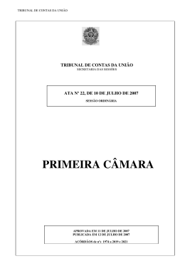 PRIMEIRA C&Acirc;MARA - Tribunal de Contas da Uni&atilde;o