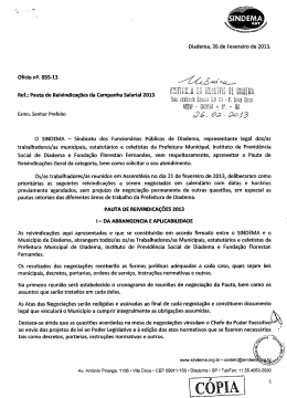 Pauta de Reivindicações da Campanha Salarial 2013