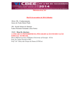 PROGRAMA&Ccedil;&Atilde;O Dia 01 de novembro de 2014 (S&aacute;bado) 14h &agrave;s