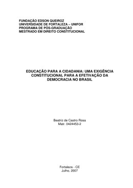 educa&ccedil;&atilde;o para a cidadania: uma exig&ecirc;ncia
