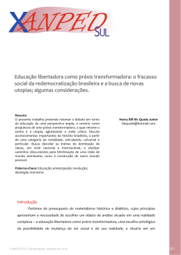 Educa&ccedil;&atilde;o libertadora como pr&aacute;xis transformadora: o