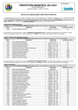 Edital de Convoca&ccedil;&atilde;o para Prova Pr&aacute;tica
