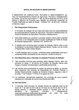 Edital n&ordm; 003/2013 - SFA/GO/MAPA