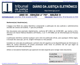 TJ-GO DIÁRIO DA JUSTIÇA ELETRÔNICO - EDIÇÃO 707