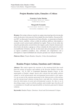 Projeto Rondon A&ccedil;&otilde;es, Emo&ccedil;&otilde;es e Cr&iacute;ticas Rondon Project