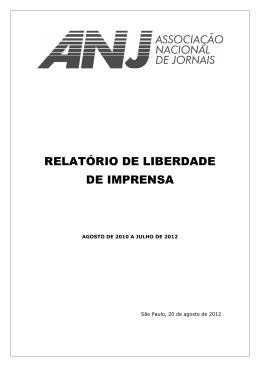 RELATÓRIO DE LIBERDADE APENAS - BIÊNIO 2010-2012