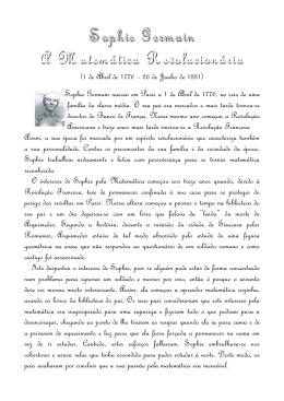 Sophie Germain nasceu em Paris a 1 de Abril de 1776, no seio de