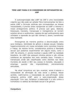 TESE LGBT PARA O XI CONGRESSO DE ESTUDANTES DA USP A