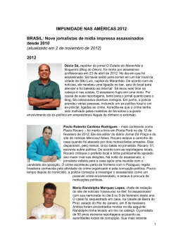 BRAZIL: 9 Print Journalists murdered since 2010