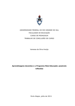 Aprendizagens docentes e o Programa Mais Educa&ccedil;&atilde;o: poss&iacute;veis