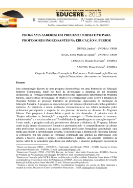 PROGRAMA SABERES: UM PROCESSO FORMATIVO PARA