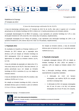 Estat&iacute;sticas do Emprego 2&ordm; trimestre de 2013 A taxa de