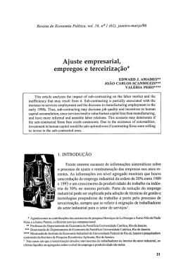 Ajuste empresarial, empregos e terceirização*