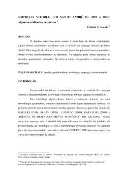 EMPREGO SETORIAL EM SANTO ANDR&Eacute; DE 2001 a 2002 - PUC-SP
