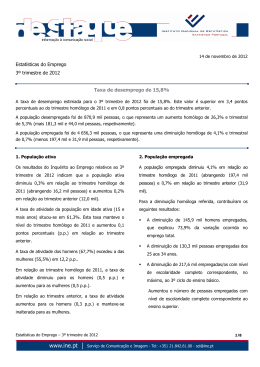 Estat&iacute;sticas do Emprego 3&ordm; trimestre de 2012 Taxa de