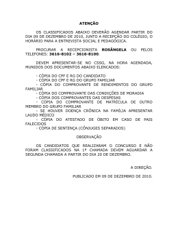 atenção os classificados abaixo deverão agendar partir do dia 09