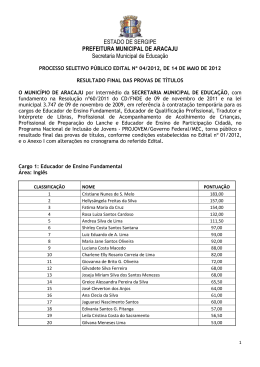 Edital n&deg; 04/2012, Resultado Final - Prefeitura de Aracaju