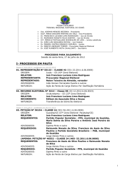 I- PROCESSOS EM PAUTA - Tribunal Regional Eleitoral do Cear&aacute;
