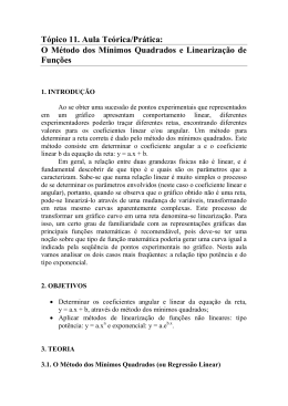 T&oacute;pico 11. Aula Te&oacute;rica/Pr&aacute;tica: O M&eacute;todo dos M&iacute;nimos
