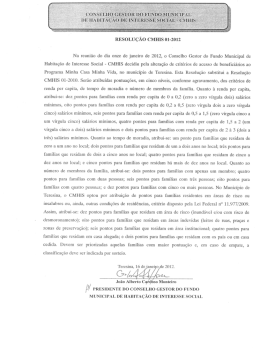 RESOLUÇÃO cMHIs 01-2012