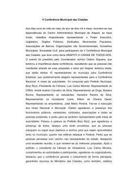 V Conferência Municipal das Cidades Aos dias nove do mês de