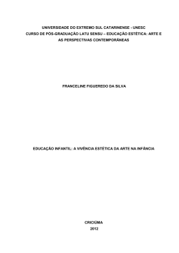 educa&ccedil;&atilde;o infantil: a viv&ecirc;ncia est&eacute;tica da arte na inf&acirc;ncia