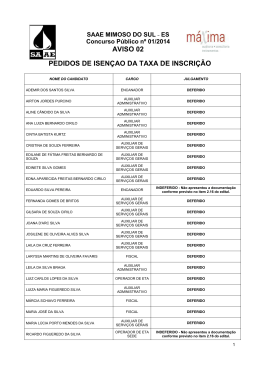 Aviso 02 - Pedidos de isen&ccedil;&atilde;o da taxa de inscri&ccedil;&atilde;o