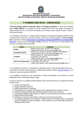 1&ordf; CHAMADA SISU 2014/2 &ndash; CONVOCA&Ccedil;&Atilde;O