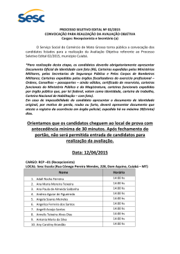 Convocação Avaliação Objetiva Cuiabá - (RCP-01, SEC-01)
