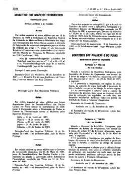 Aviso. DR 228/85 SÉRIE I de 1985-10-03