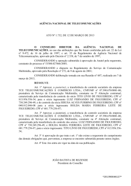 AG&Ecirc;NCIA NACIONAL DE TELECOMUNICA&Ccedil;&Otilde;ES ATO N&ordm;