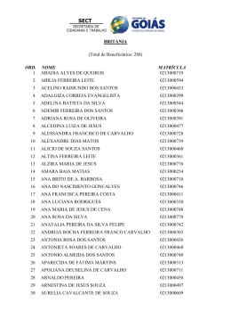 BRITANIA (Total de Beneficiários: 288) ORD. NOME MATRÍCULA 1