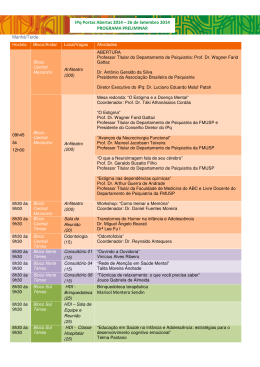 IPq Portas Abertas 2014 – 26 de Setembro 2014 PROGRAMA