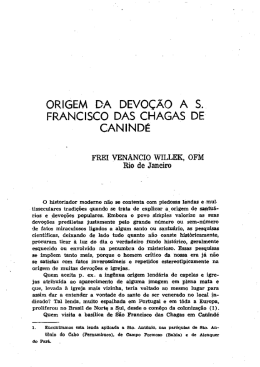 oRIGEM DA DEVO&Ccedil;&Atilde;O A s.. FRANCISCO DAS cHAGAs DE cANIND&Eacute;