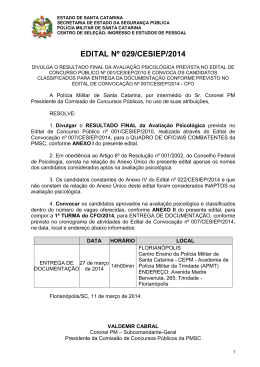 EDITAL Nº 029/CESIEP/2014 - Polícia Militar de Santa Catarina