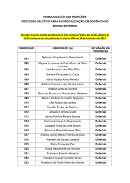 Inscri&ccedil;&otilde;es homologadas