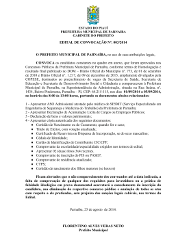 EDITAL DE CONVOCA&Ccedil;&Atilde;O N&deg;. 003/2014 O