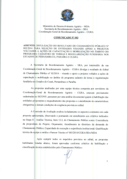RESULTADO CHAMAMENTO PUBLICO Nº 002_2014