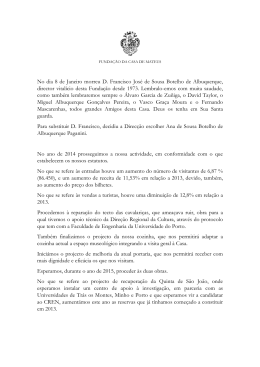 No dia 8 de Janeiro morreu D. Francisco José de