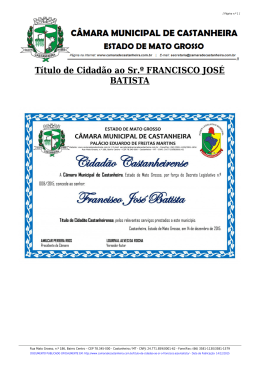 Título de Cidadão ao Sr.º FRANCISCO JOSÉ BATISTA