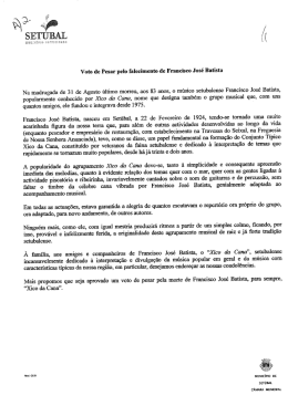 Voto de Pesar pelo falecimento de Francisco Jos&eacute; Batista Na