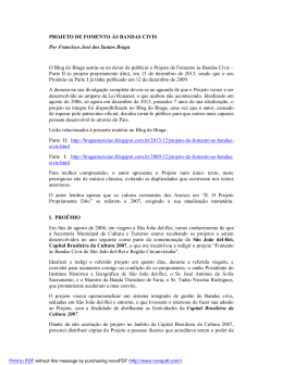 PROJETO DE FOMENTO &Agrave;S BANDAS CIVIS Por Francisco Jos&eacute;