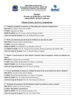 PROBIC Per&iacute;odo: de 01/08/2015 a 31/07/2016 Edital - Unifal-MG