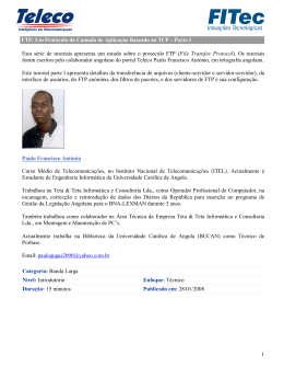 FTP: Um Protocolo da Camada de Aplica&ccedil;&atilde;o Baseado no