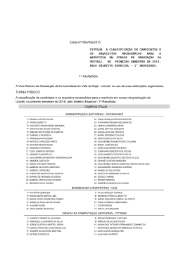 Edital nº158/VRG/2015 - Seletivo Especial 1º Resultado