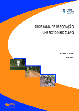 PROGRAMA DE NEGOCIA&Ccedil;&Atilde;O UHE FOZ DO RIO CLARO