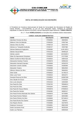 EDITAL DE HOMOLOGA&Ccedil;&Atilde;O DAS INSCRI&Ccedil;&Otilde;ES O