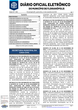 DI&Aacute;RIO OFICIAL ELETR&Ocirc;NICO - Prefeitura Municipal de Florian&oacute;polis