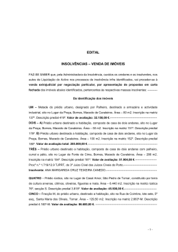 EDITAL INSOLVÊNCIAS – VENDA DE IMÓVEIS
