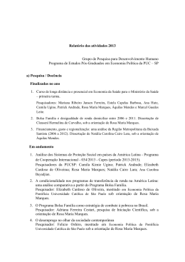 Relatório das atividades 2013 Grupo de Pesquisa para - PUC-SP